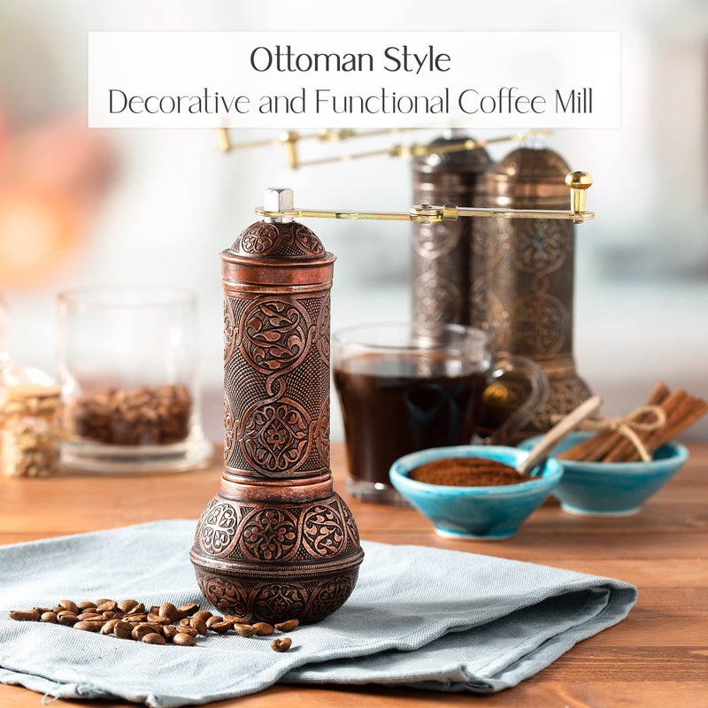 Crystalia Refillable Coffee Grinder, Authentic Manual Mill with Adjustable Grinder, Metal Coffee Mill with Handle, Antique Coffe Grinder with Hand Crank, Adjustable Coarseness - Image 2